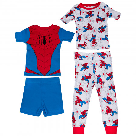 Marvel Comics Spider-Man Costume & AOP 4-Piece Pajama Set
